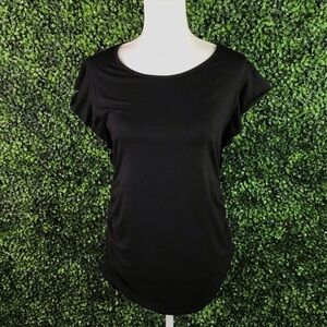 🎀Black‎ ruffle sleeve cap maternity top NWT🎀